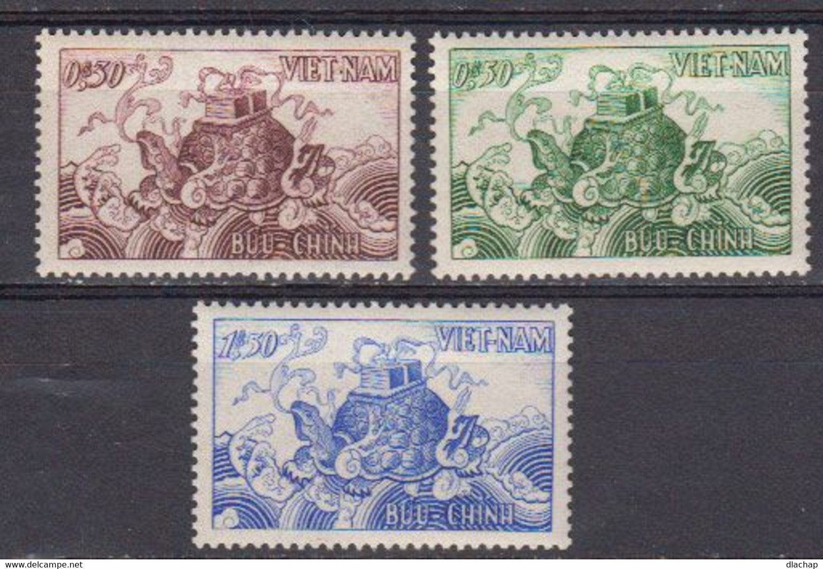 Vietnam Du Sud 1955 Yvert 29 / 31 ** Neufs Avec Charniere. Tortue - Vietnam