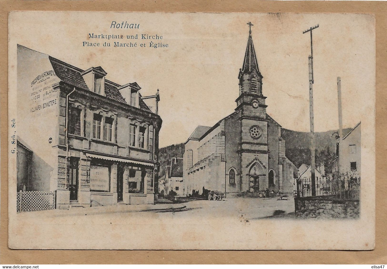 67   ROTHAU    PLACE  DU  MARCHE    ET  EGLISE - Rothau