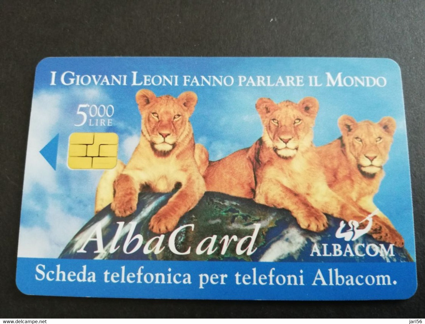 ITALIA CHIPCARD L 5,000  ALBACARD  ALBACOM, 3 LIONS     USED   ** 5293** - Publiques Ordinaires