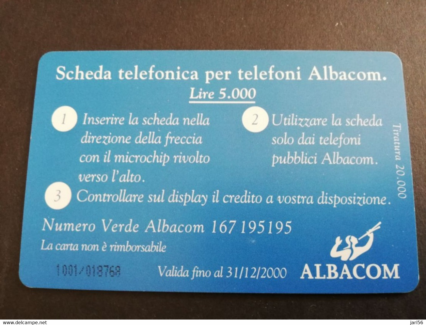 ITALIA CHIPCARD L 5,000  ALBACARD  ALBACOM, 3 LIONS     USED   ** 5293** - Public Ordinary