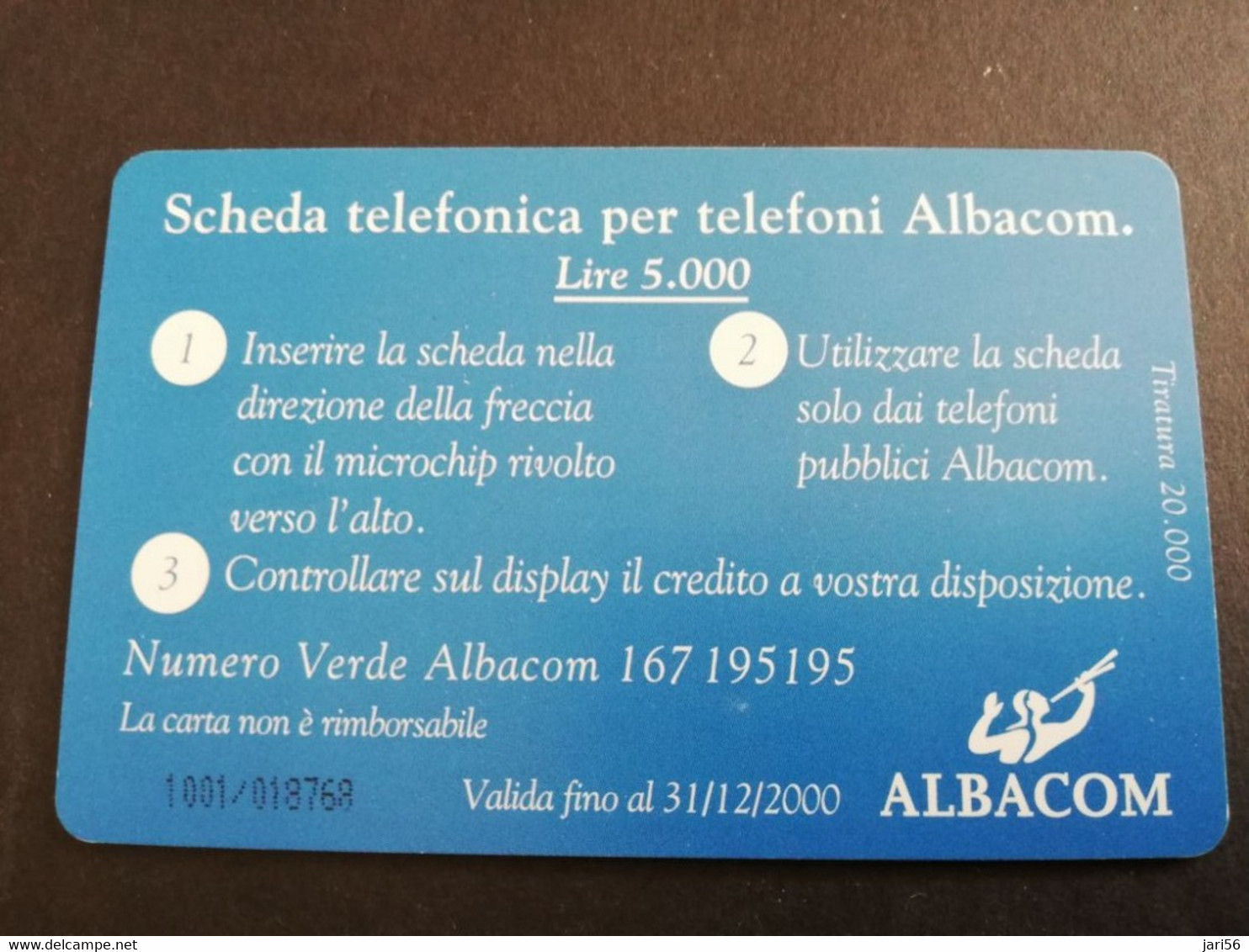 ITALIA CHIPCARD L 5,000  ALBACARD  ALBACOM, 3 LIONS     USED   ** 5293** - Öff. Diverse TK