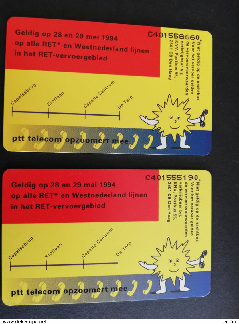 NETHERLANDS  CHIPCARD SERIE RET/ COMBI/WIJK /TRAIN    NO;CRD 002.01-002.02  MINT CARD    ** 5297** - Non Classificati