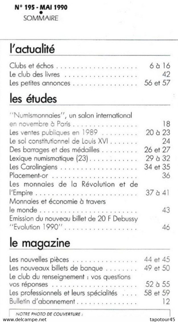 C 21/Revues > Numismatique 50 à 60 Pages A4 1990  (frais & Port 5 € 32 Pour La France) - Francés