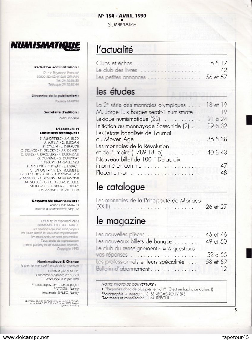 C 21/Revues > Numismatique 50 à 60 Pages A4 1990  (frais & Port 5 € 32 Pour La France) - Français