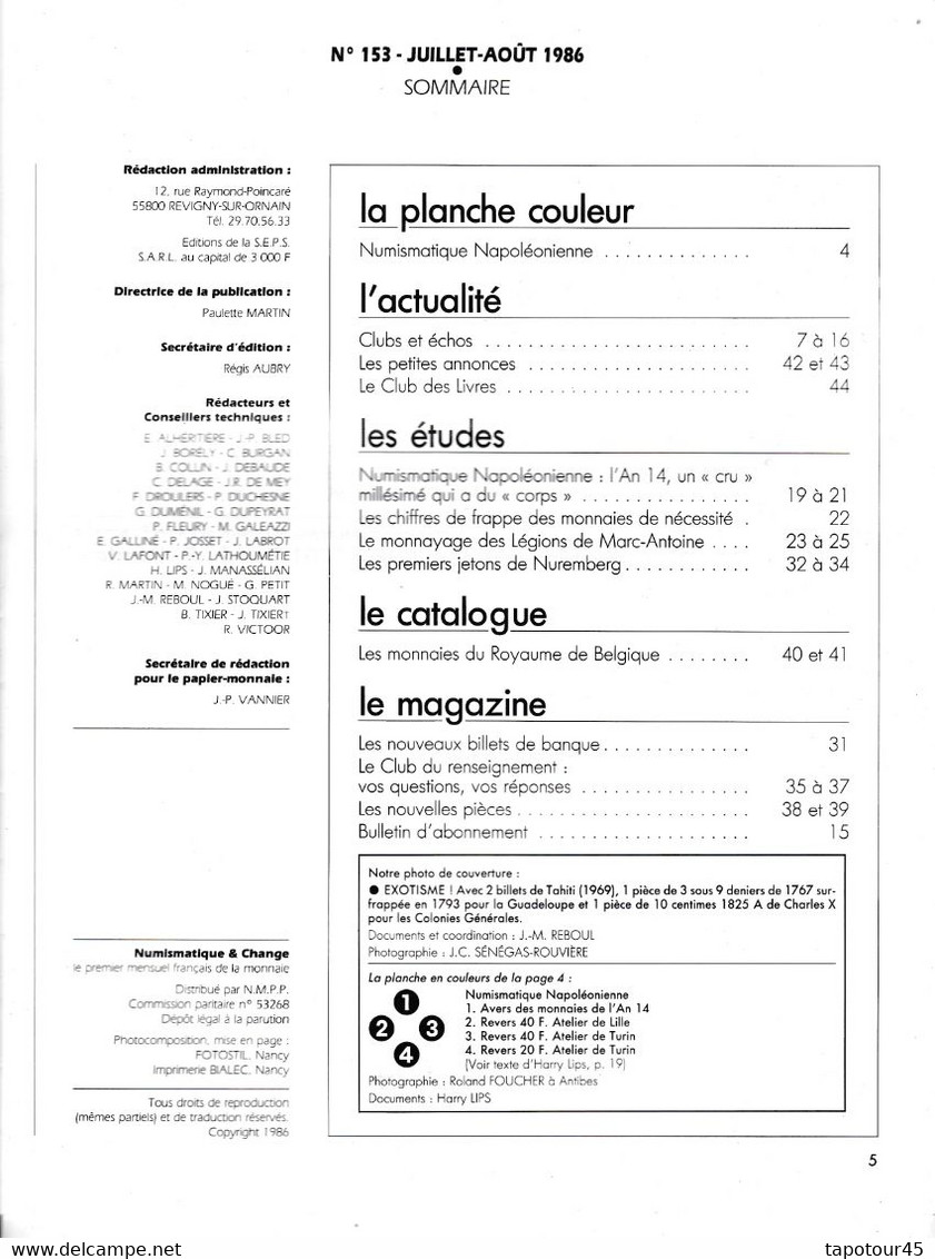 C 21/Revues > Numismatique 50 à 60 Pages A4 1986  (frais & Port 5 € 32 Pour La France) - Français