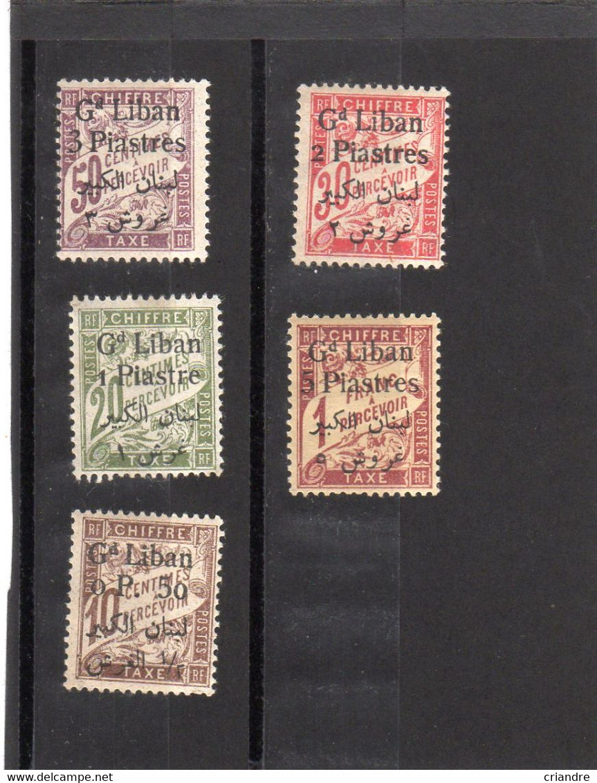 Grand Liban: Année 1924 Série De 5 Valeurs  N°6* à 10* - Timbres-taxe