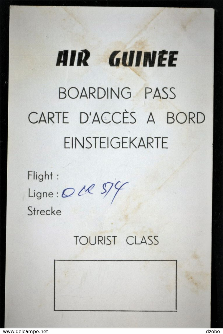 103-GUINEA-GUINEÉ Air Guinee Conakry, Boarding Pass-Carte D'acces-Board Einsteigekarte-ca 1964 - Carte D'imbarco