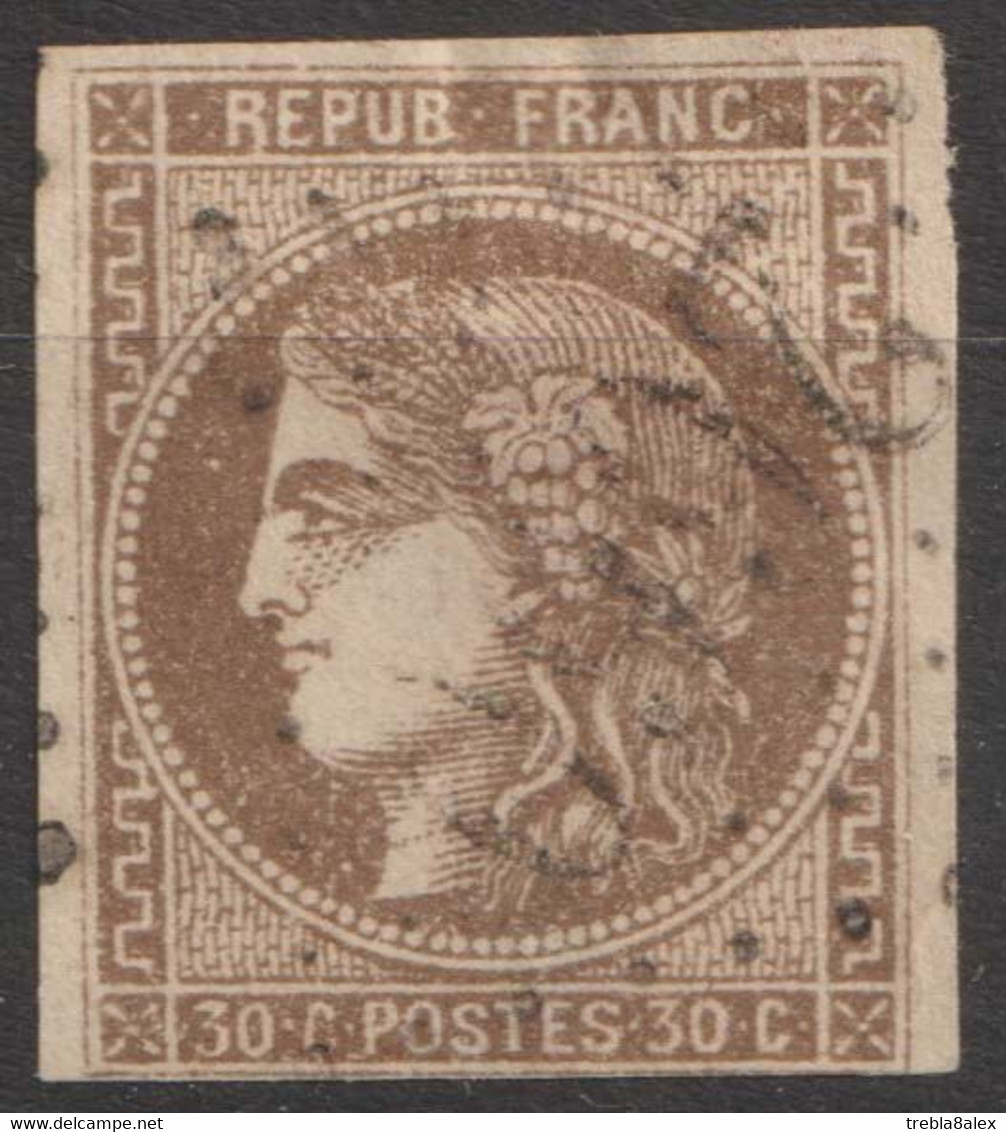 N°47, 30c Brun Oblitéré GC 2660 - 1870 Ausgabe Bordeaux