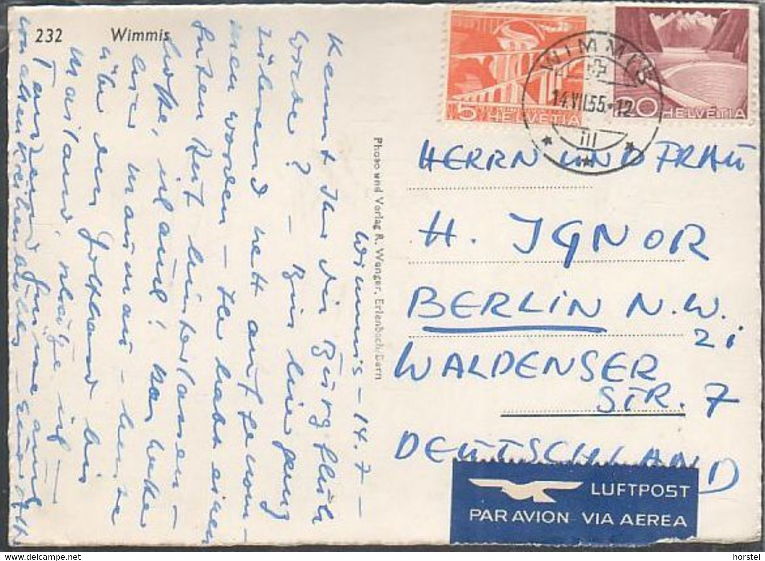 Schweiz - 3752 Wimmis - Ortsansicht - 2x Nice Stamps -  Air Mail - Luftpost - Wimmis