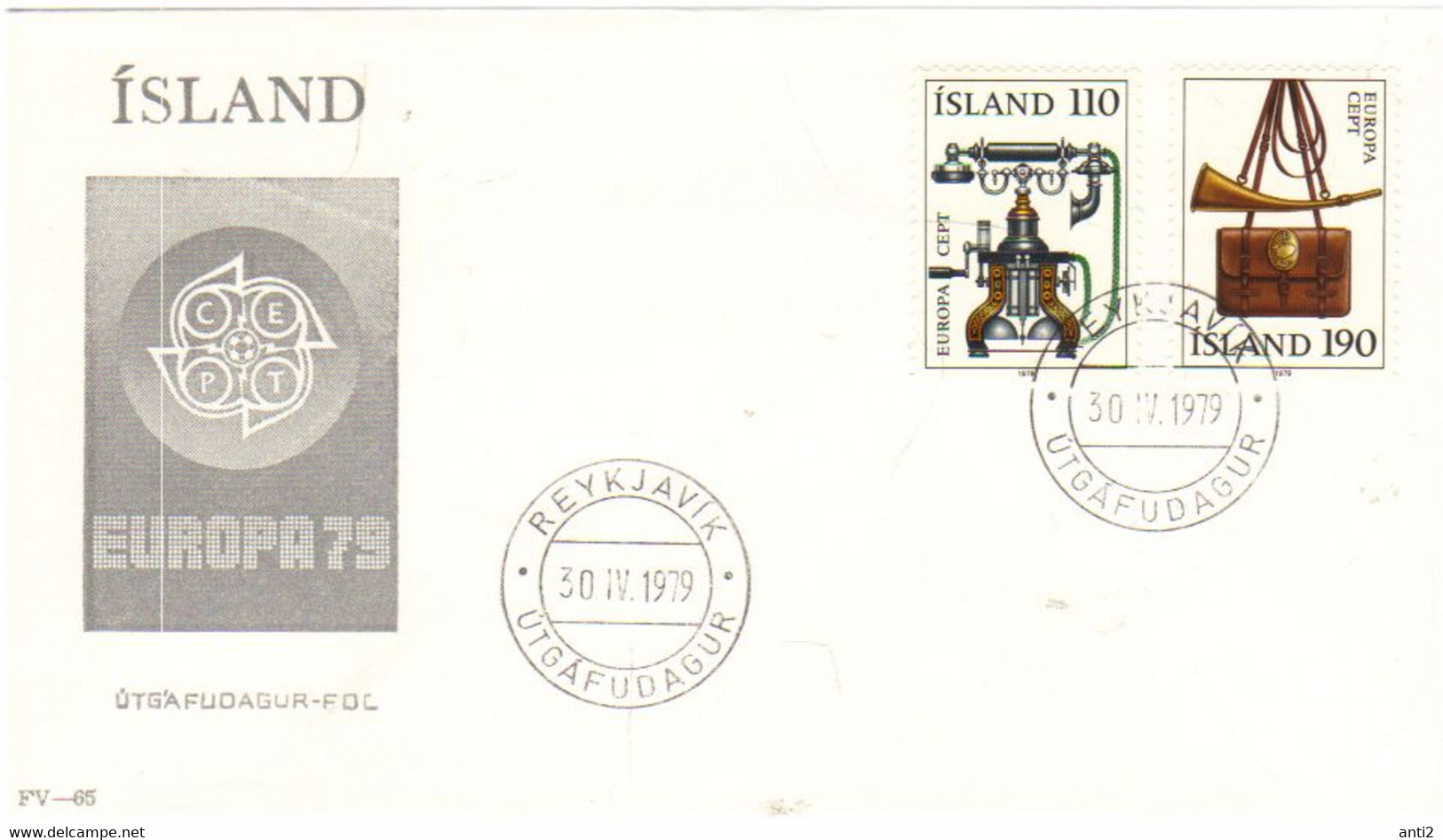 Iceland Island 1979 Europa: Telecommunication And Postal History, Telephone And Posthorn MI 539-540 FDC - Cartas & Documentos