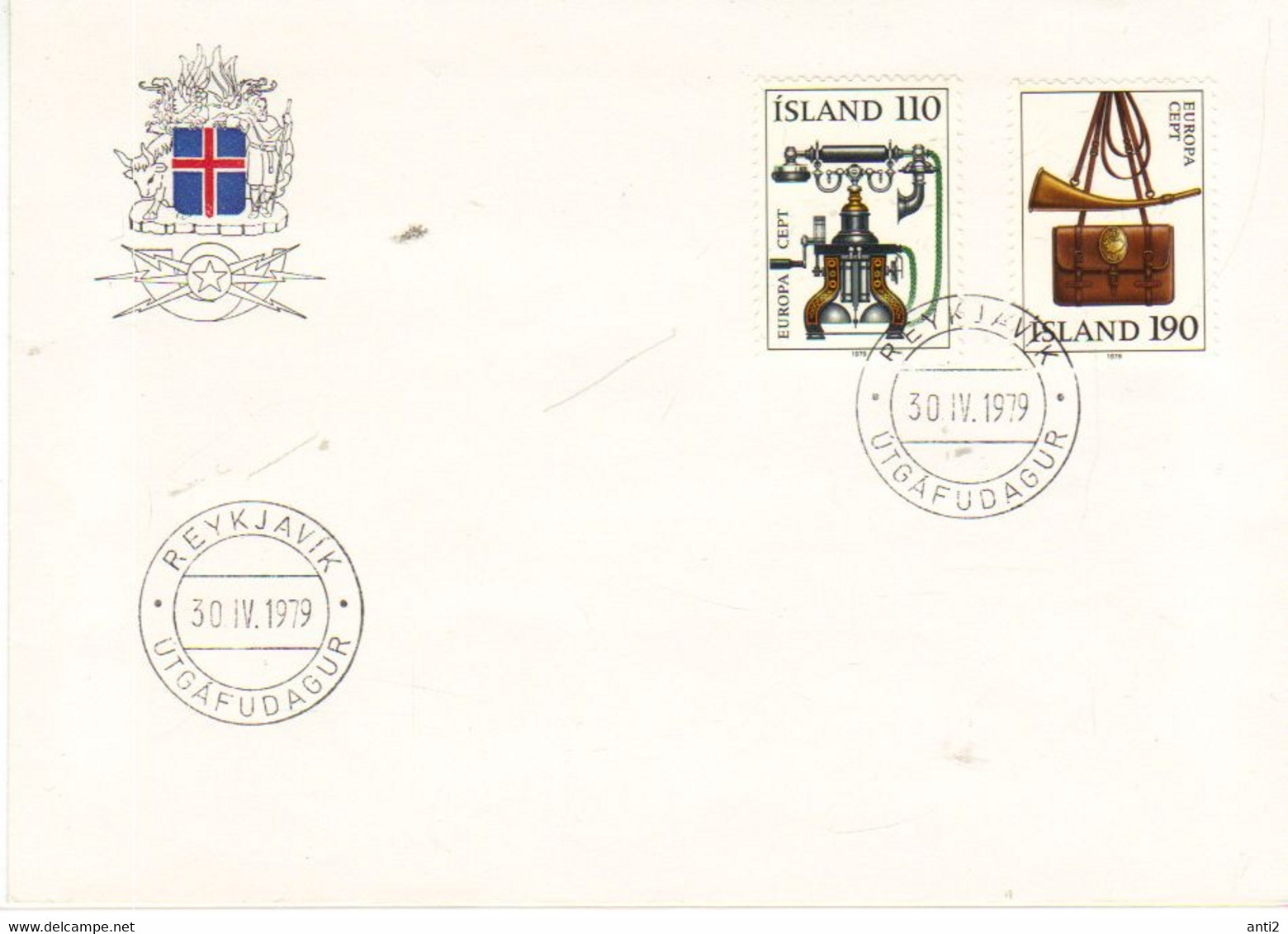 Iceland Island 1979 Europa: Telecommunication And Postal History, Telephone And Posthorn MI 539-540 FDC - Brieven En Documenten