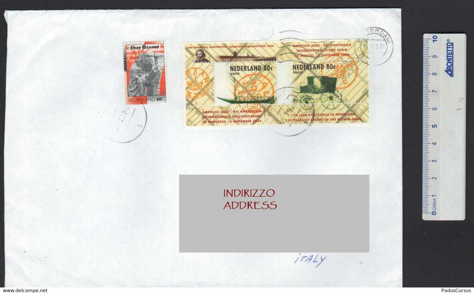 Nederland Italia 2000 Amphilex 2002 150° Postzegels Stamps Francobollo Timbre Carrozza Carriage Carrosse LET00064 - Unclassified