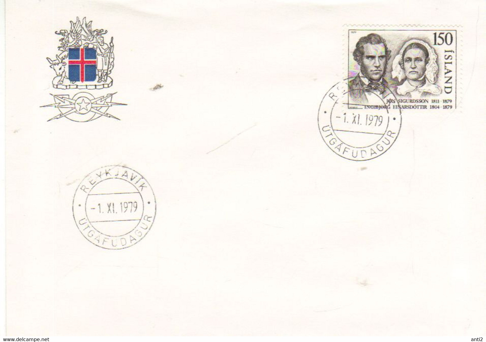 Iceland Island 1979 100th Anniversary Of The Death Of Jón Sigurdsson And Ingibjörg Einarsdóttir. MI 545 FDC - Storia Postale