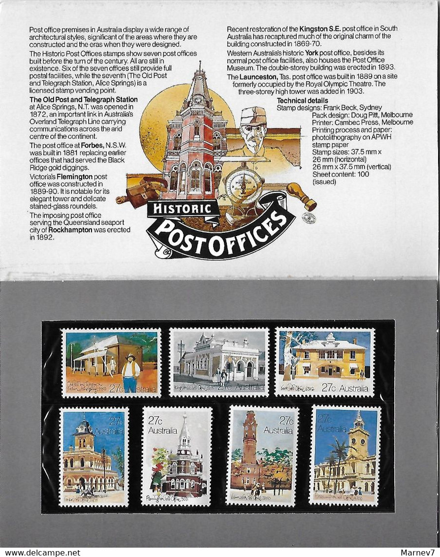 Australie - Année 1982 - Yvert 781 à 787** - Historiques Des Bureaux Postaux Australiens - Poste Postes - - Neufs