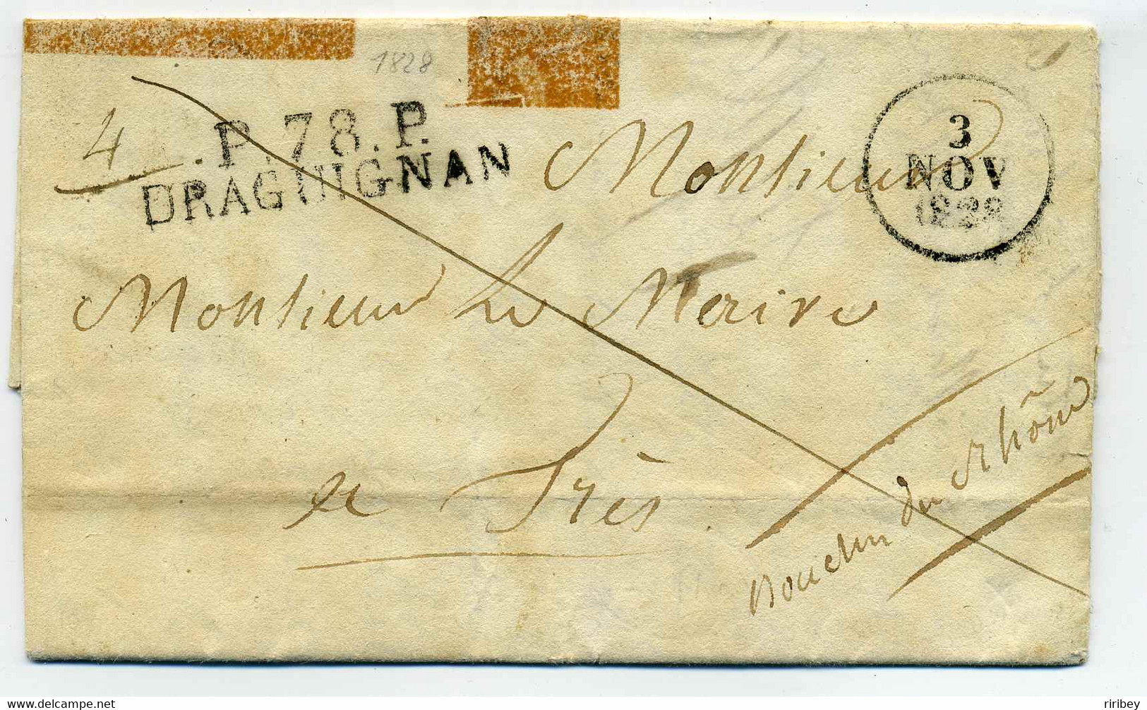 P 78 P  DRAGUIGNAN  Ecrite De La Mairie De FLAYOSE /  Dept Du Var / 1828 - 1801-1848: Precursors XIX