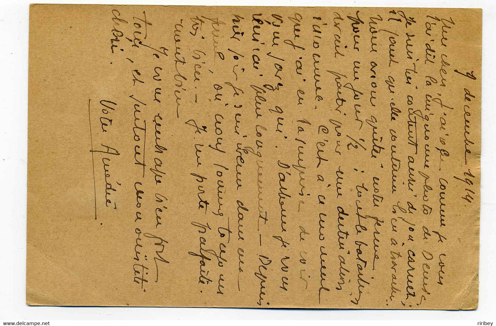 WW1 Carte En Franchise  / Tresor Et Postes N°114 / 1914 / Monochrome Marron - Covers & Documents