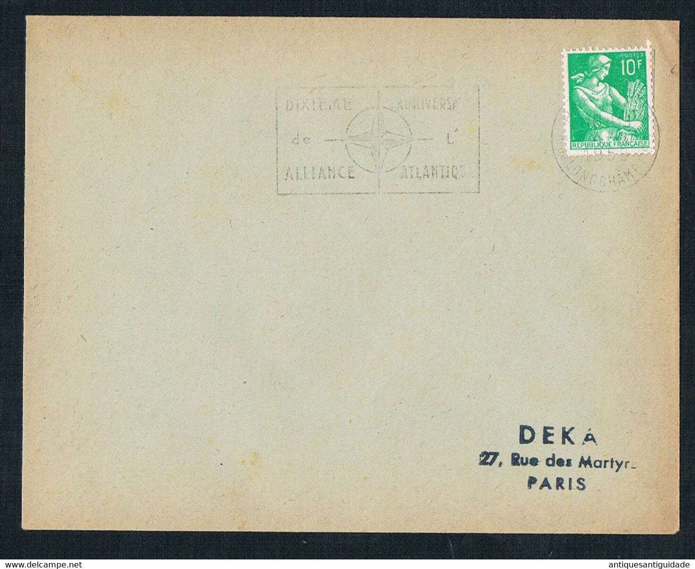 1950 - Cover - ​​​​​​​UK, Longham To Paris - Dixieme Aniversary Alliance Atlantico - ....-1951 Pre Elizabeth II