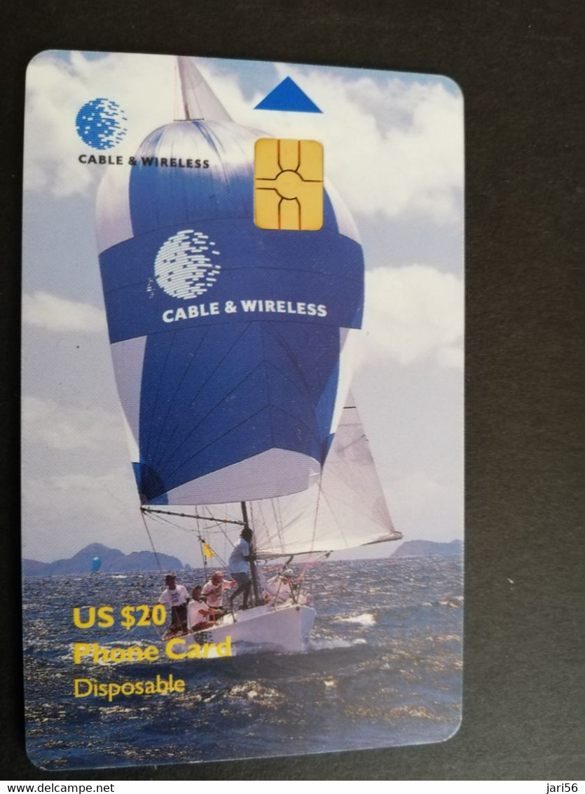 BRITSCH VIRGIN ISLANDS  US $ 20,--  CHIP CARD  Sail Yacht At Sea TEXT ON BACK SIDE  **5321** - Virgin Islands