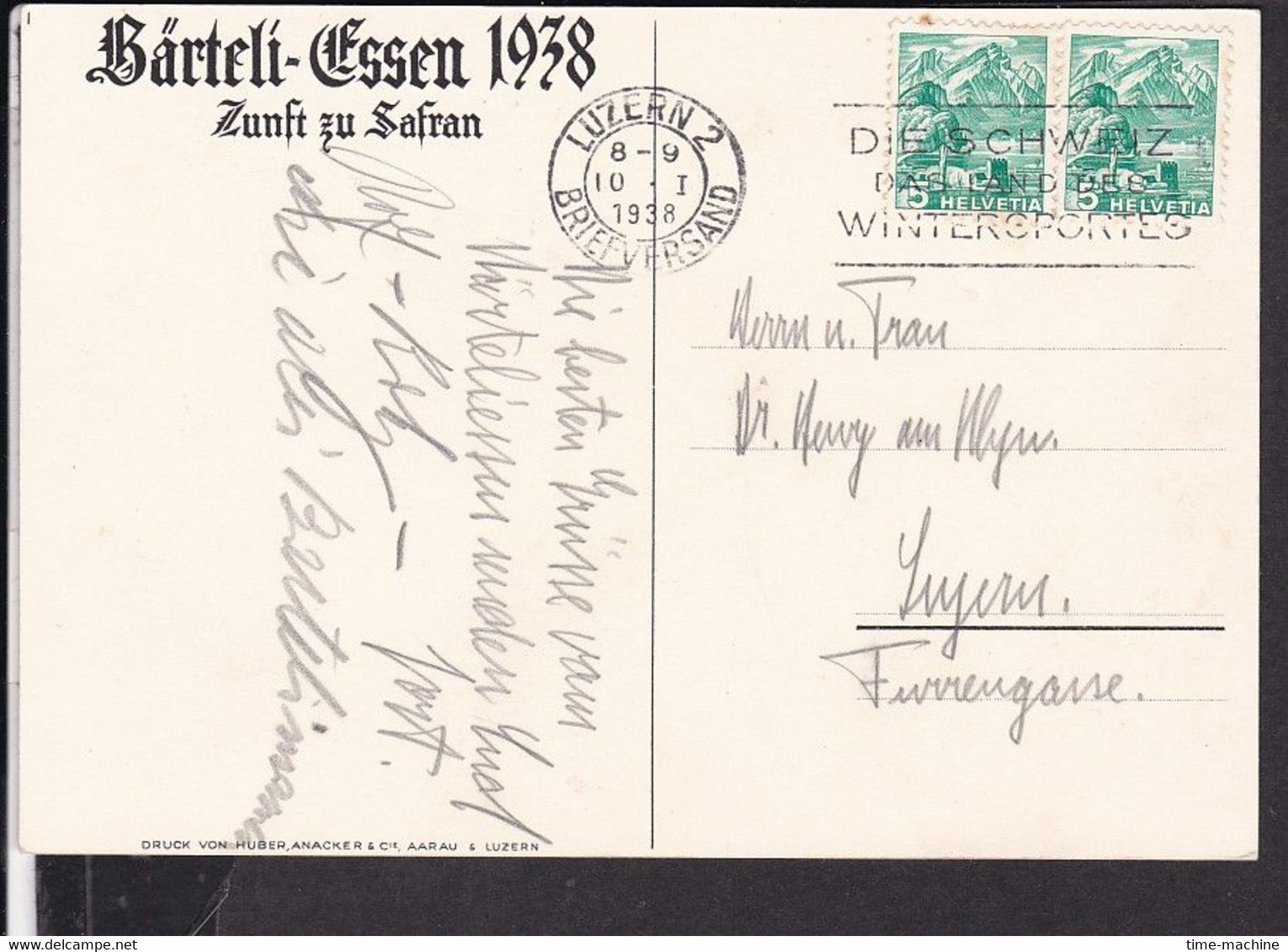 Künstlerpostkarte Luzern Zunft Zu Safran , Bärteli - Essen , Fasnacht  1938 - Lucerna