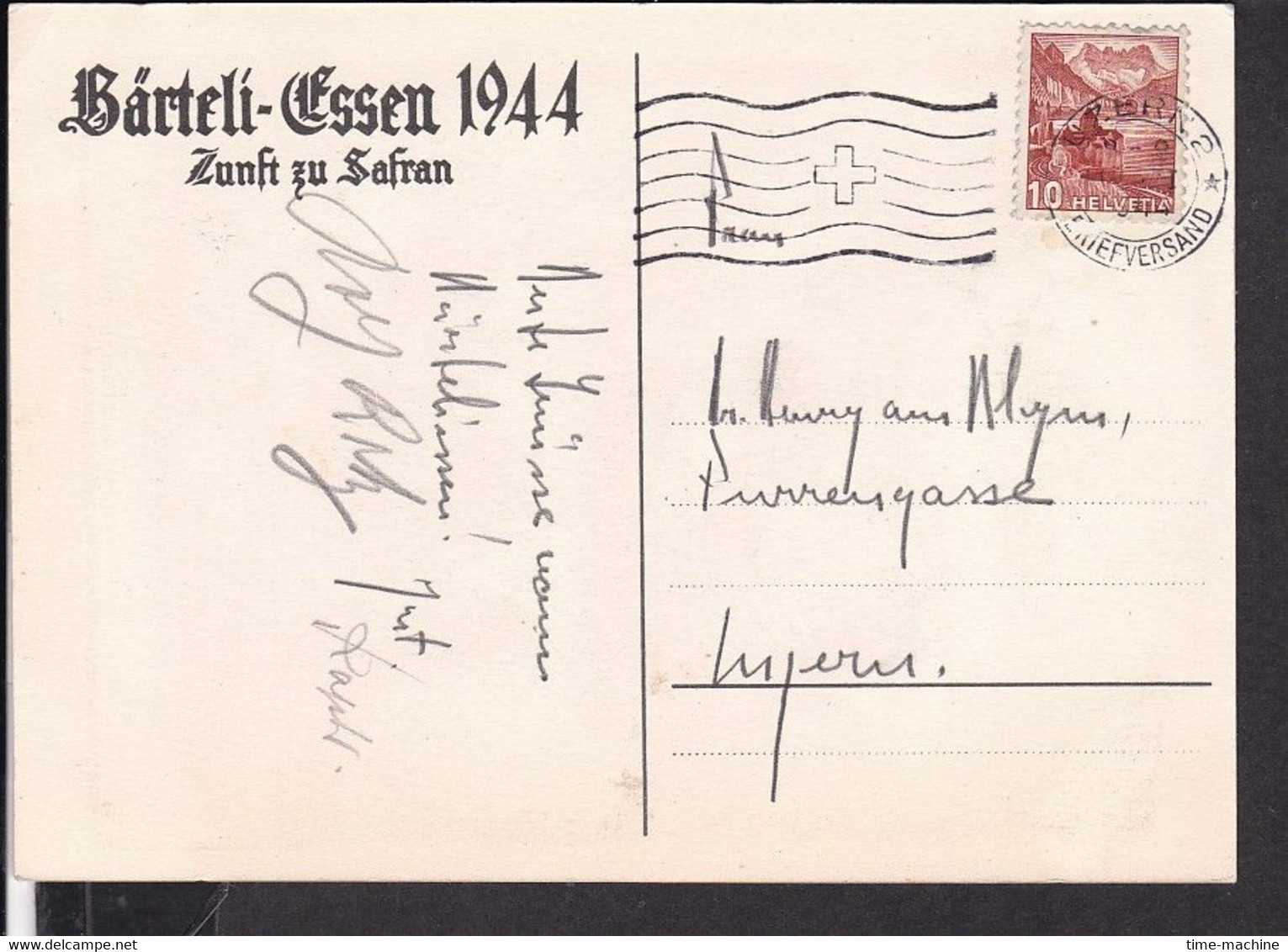 Künstlerpostkarte Luzern Zunft Zu Safran , Bärteli - Essen , Fasnacht  1944 - Luzern