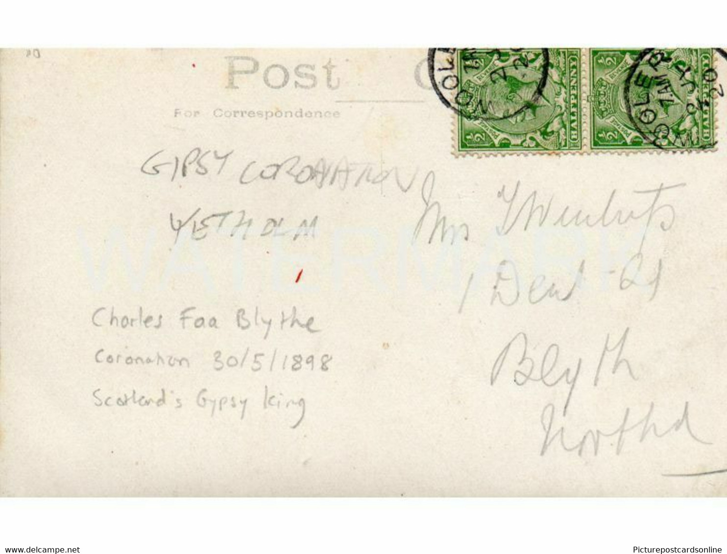 GYPSY CORONATION OLD R/P POSTCARD CHARLES FAA BLYTHE YETHOLM SCOTLAND - Roxburghshire