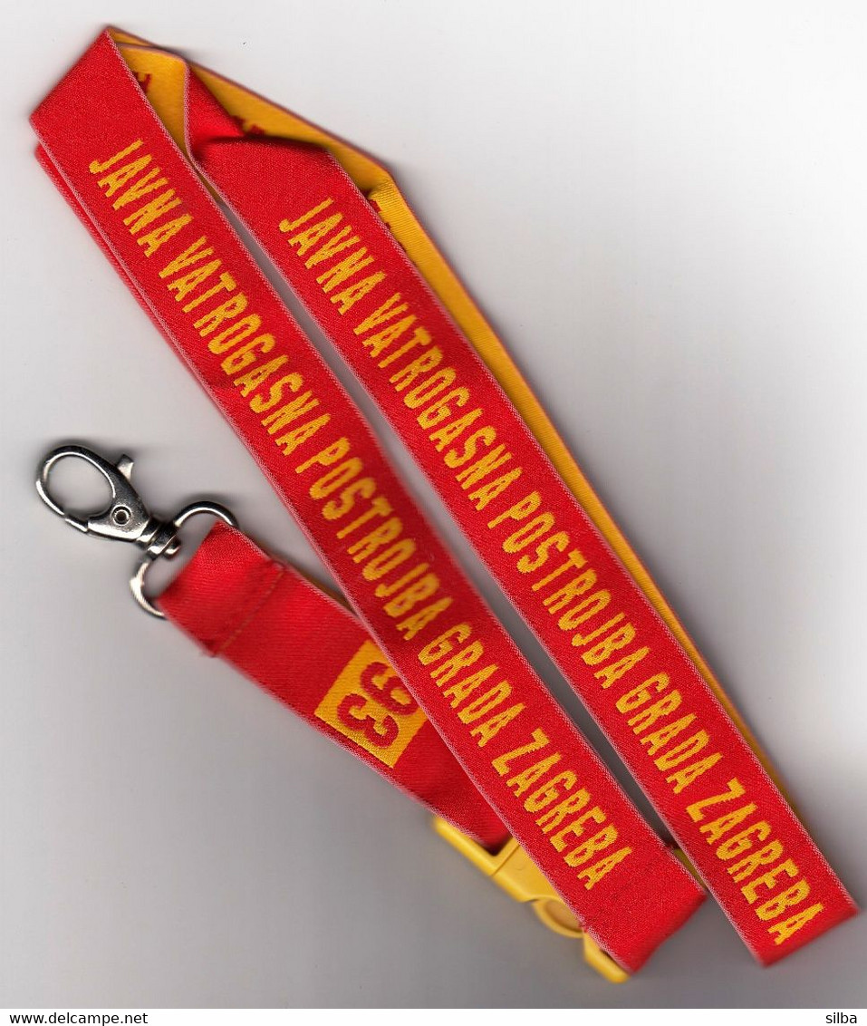 Firemen / Lanyard Neck Hanging Strap Keyring ID Card Badge Holder / Croatia, Zagreb Public Fire Station - Pompiers