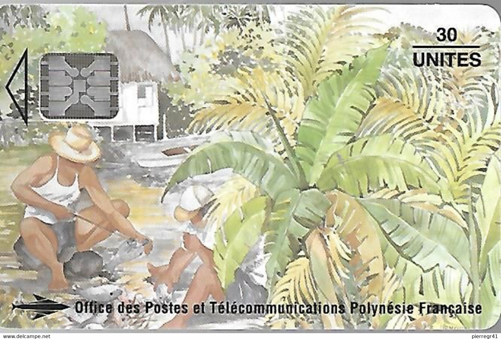 CARTE-PUCE-POLYNESIE-PF25 -SC5-30U-08/94-Les PECHEURS-N°Rouges Maigres C47145616-UTILISE-TBE- - Polynésie Française