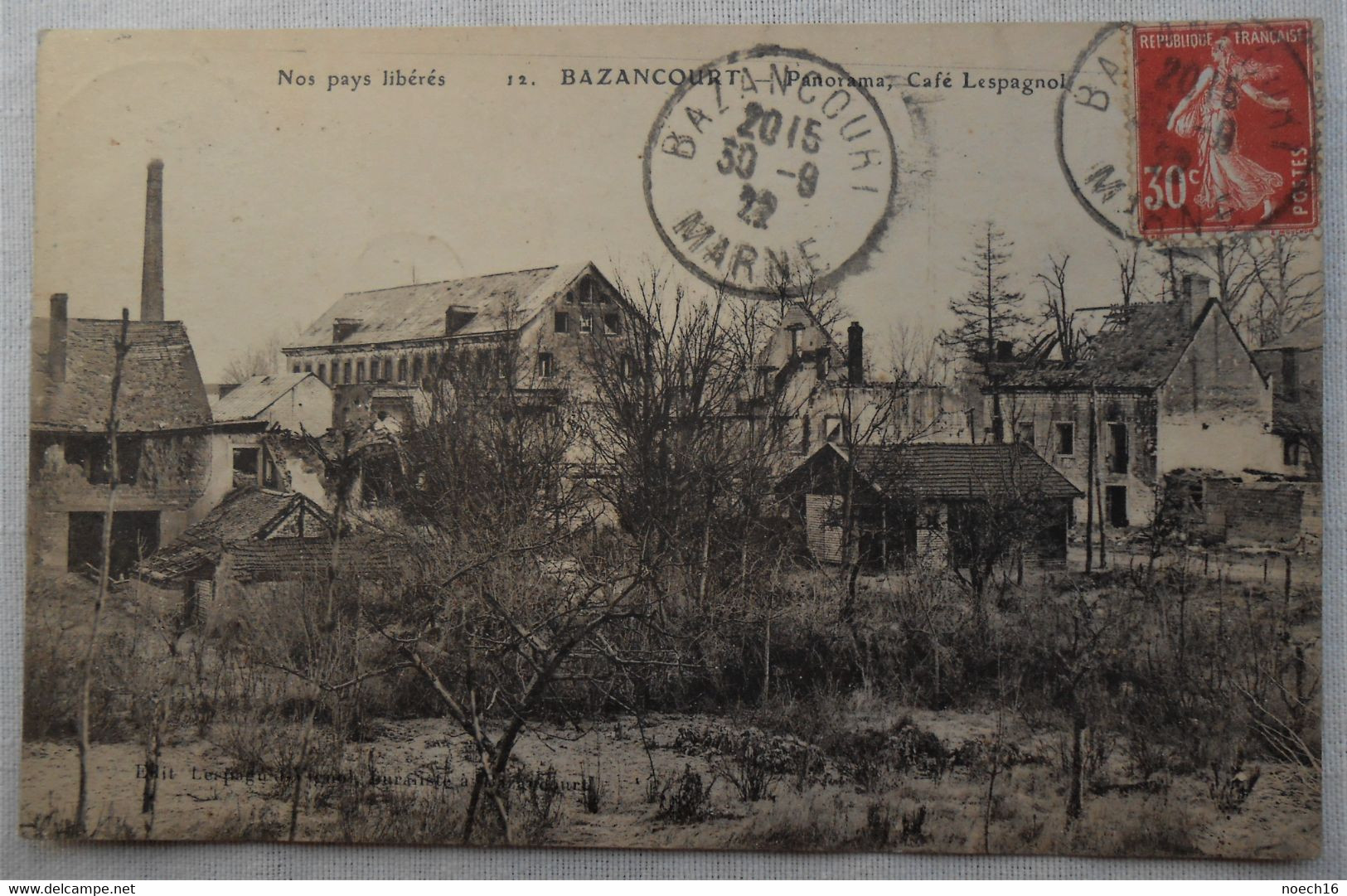 CPA 1922 Bazancourt, Marne - Panorama, Café Lespagnol (51 France) - Bazancourt