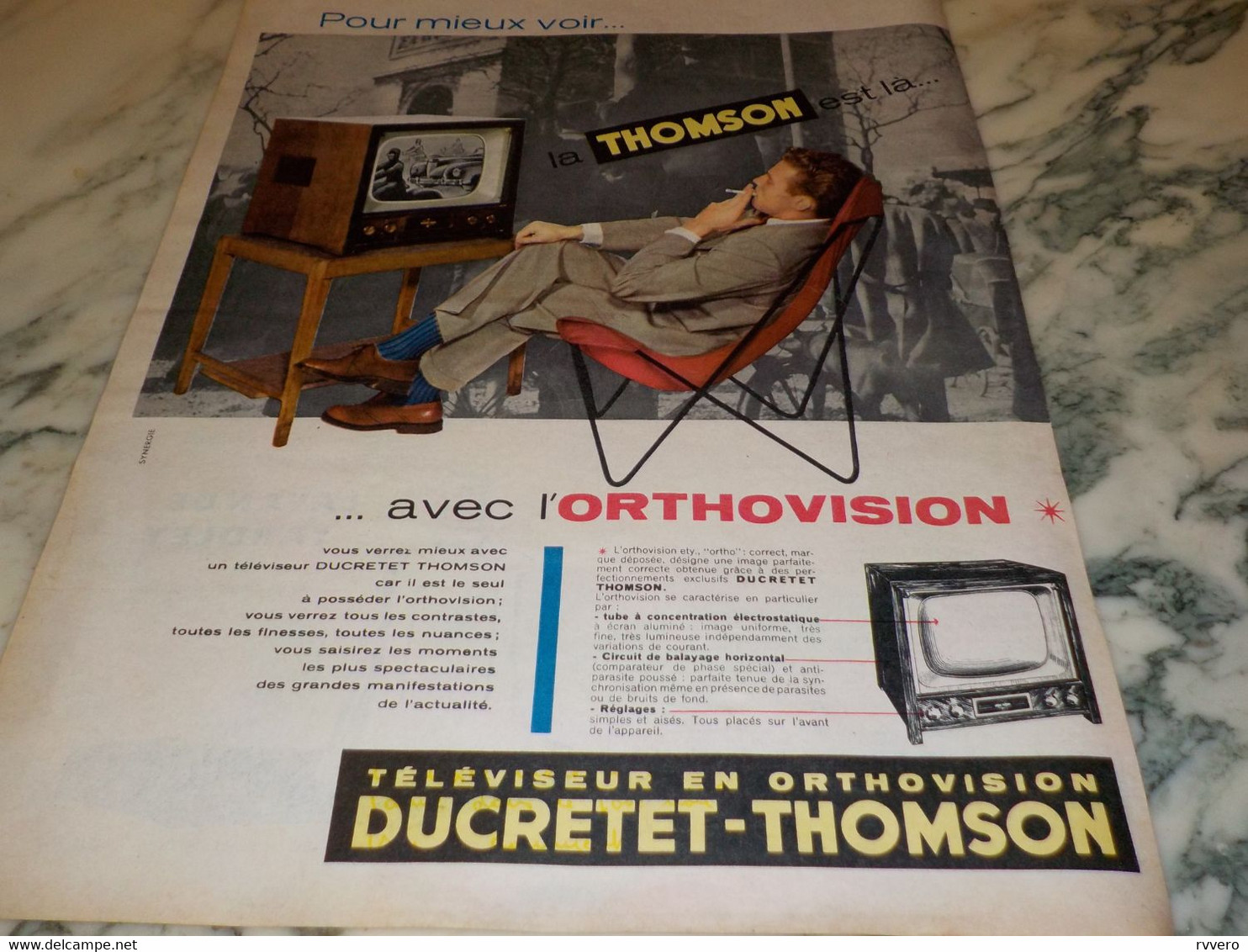 ANCIENNE PUBLICITE RECEPTEUR DUCRETET THOMSON 1957 - Televisie