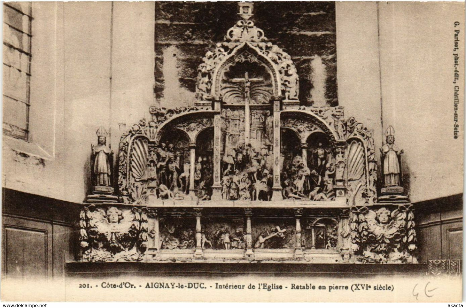 CPA AK AIGNAY-le-DUC - Intérieur De L'Église - Retable En Pierre (586647) - Aignay Le Duc