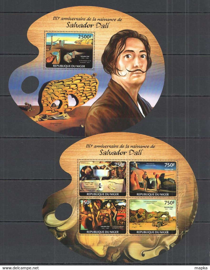 ST2713 2014 NIGER ART PAINTINGS GREAT PAINTERS SALVADOR DALI 1KB+1BL MNH - Sonstige & Ohne Zuordnung