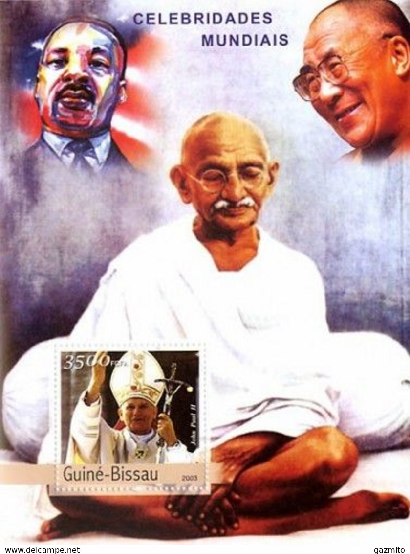 Guinea Bissau 2003, Gandhi, M. L. King, Dalai Lama, Pope J. Paul II, BF - Martin Luther King