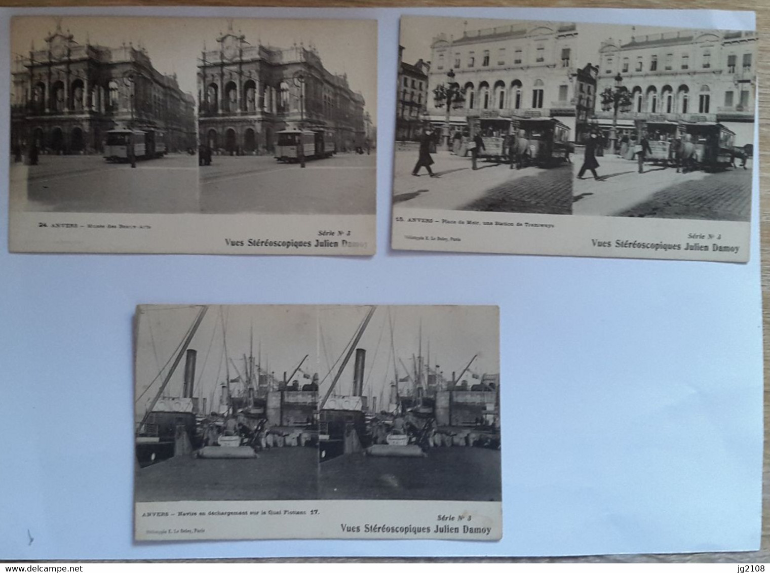 3 Cartes Postales Vues Stéréoscopique Julien Damoy Anvers Série N°3 - Cartoline Stereoscopiche