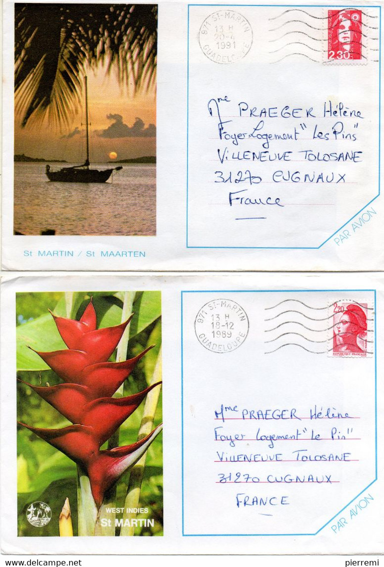 2 Enveloppes De St  Martin   1989 Et 91 - Other & Unclassified