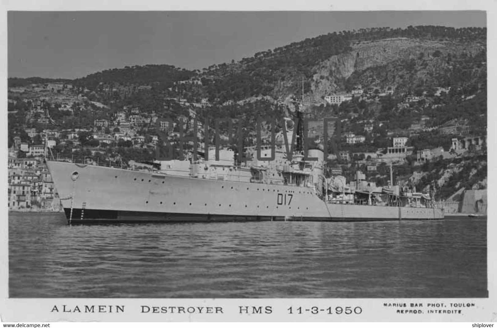 Destroyer HMS ALAMEIN - Carte Photo éditions Marius Bar - Bateau/ship/schiff - Guerra