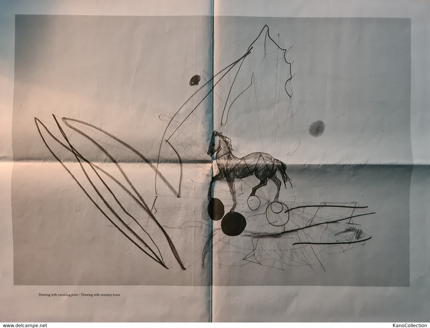Documenta 11: Documenta-Zeitung „Mark Manders: 13 Drawings“, 2002, Faltknicke