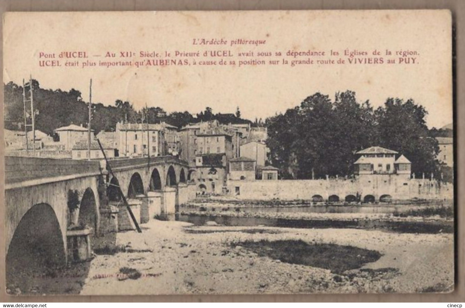 CPA 07 - UCEL - Pont D'Ucel - TB PLAN EDIFICE Sur Cours D'eau + Jolie Vue Générale Village Détails Maisons Oblitération - Sonstige & Ohne Zuordnung