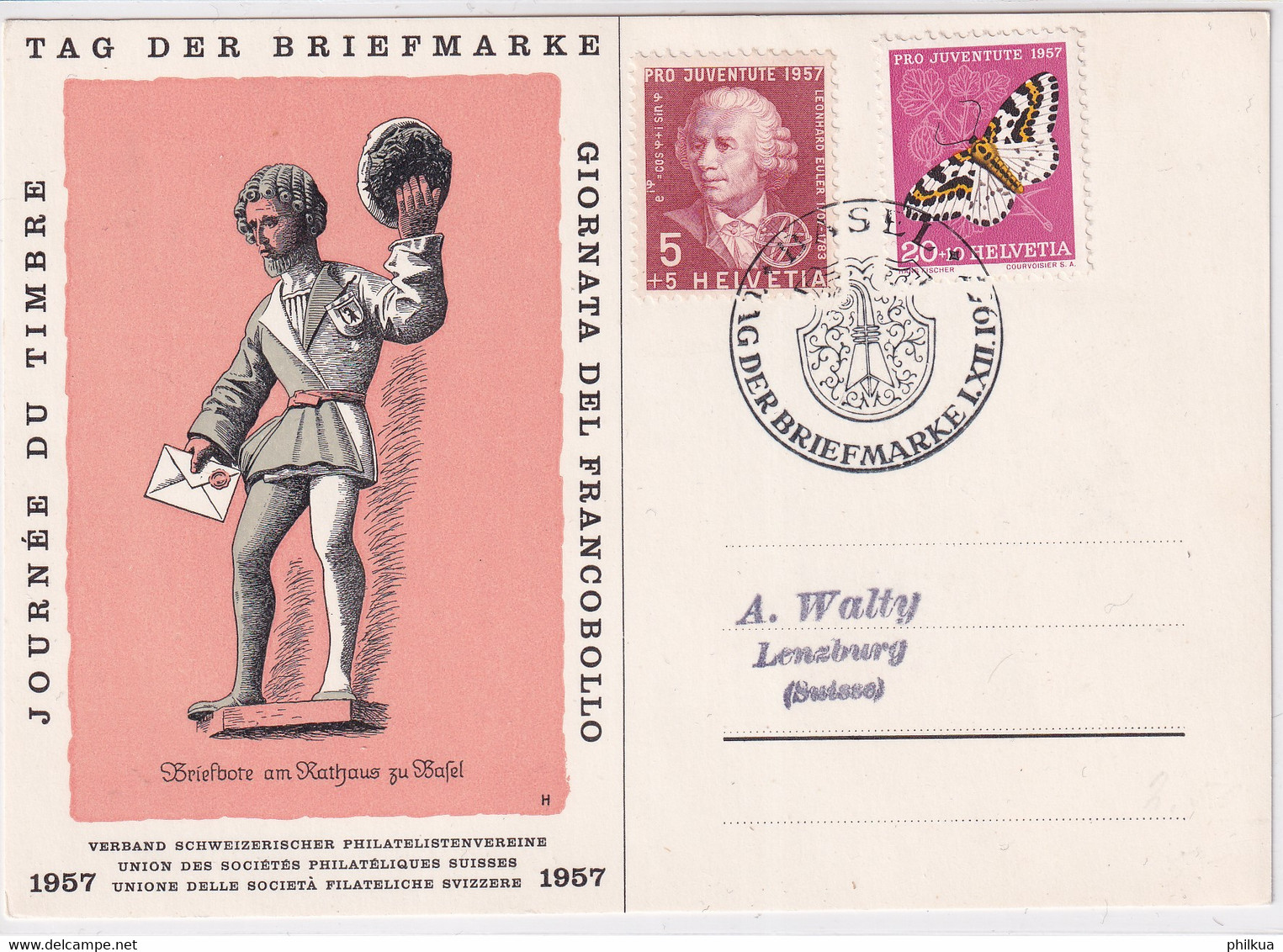 Schweiz 1957 - Tag Der Briefmarke BASEL - Giornata Del Francobollo