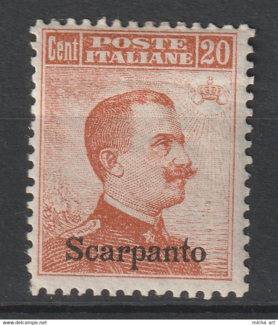 Italian Colonies 1916 Greece Aegean Islands Egeo Scarpanto No 9 No Watermark (senza Filigrana)  MH (B376-49) - Egée (Scarpanto)