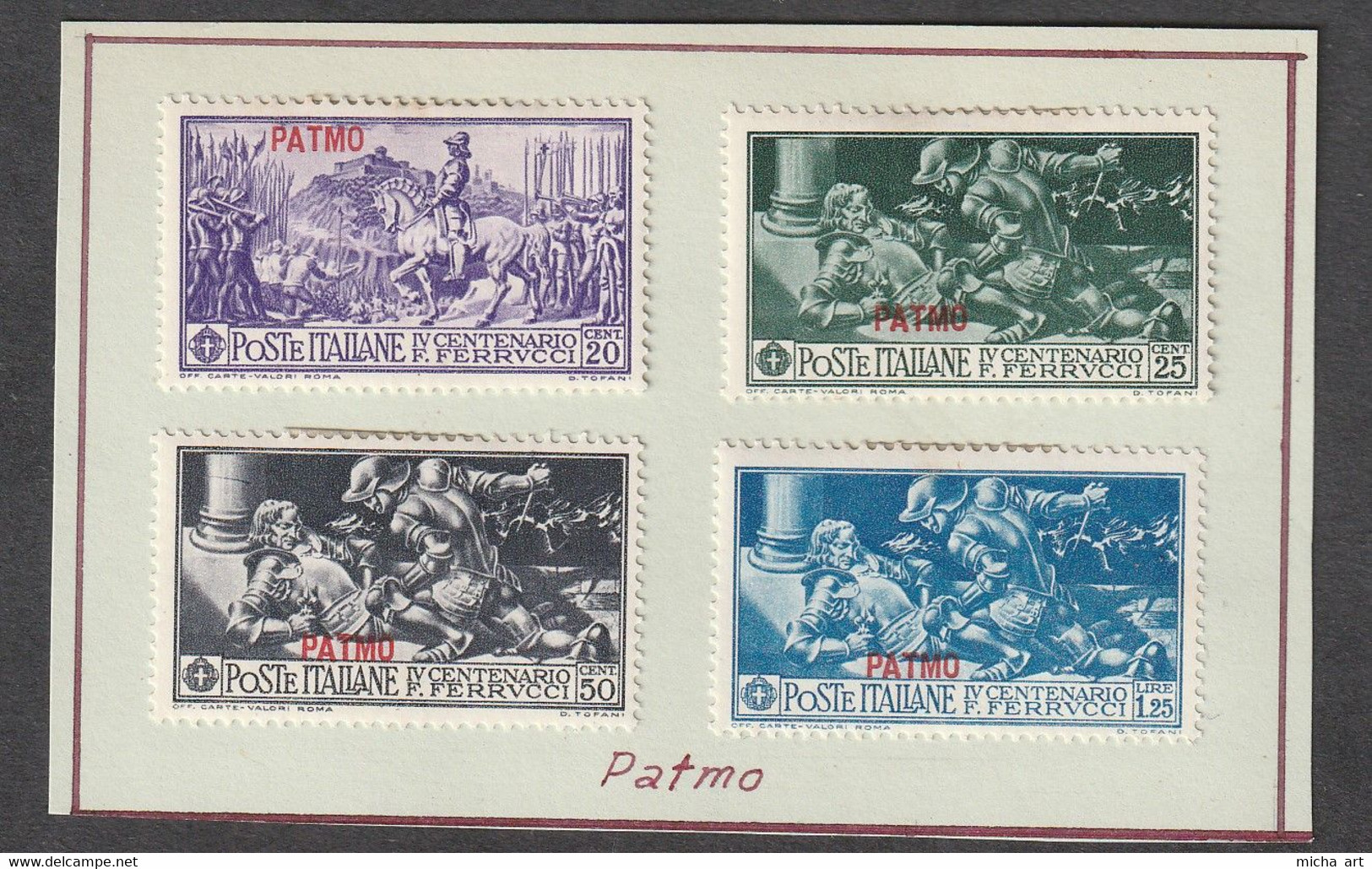 Italian Colonies 1930 Greece Aegean Islands Egeo Patmo Patmos Ferrucci (4 Values) MH On Paper VF (B377-4) - Aegean (Patmo)