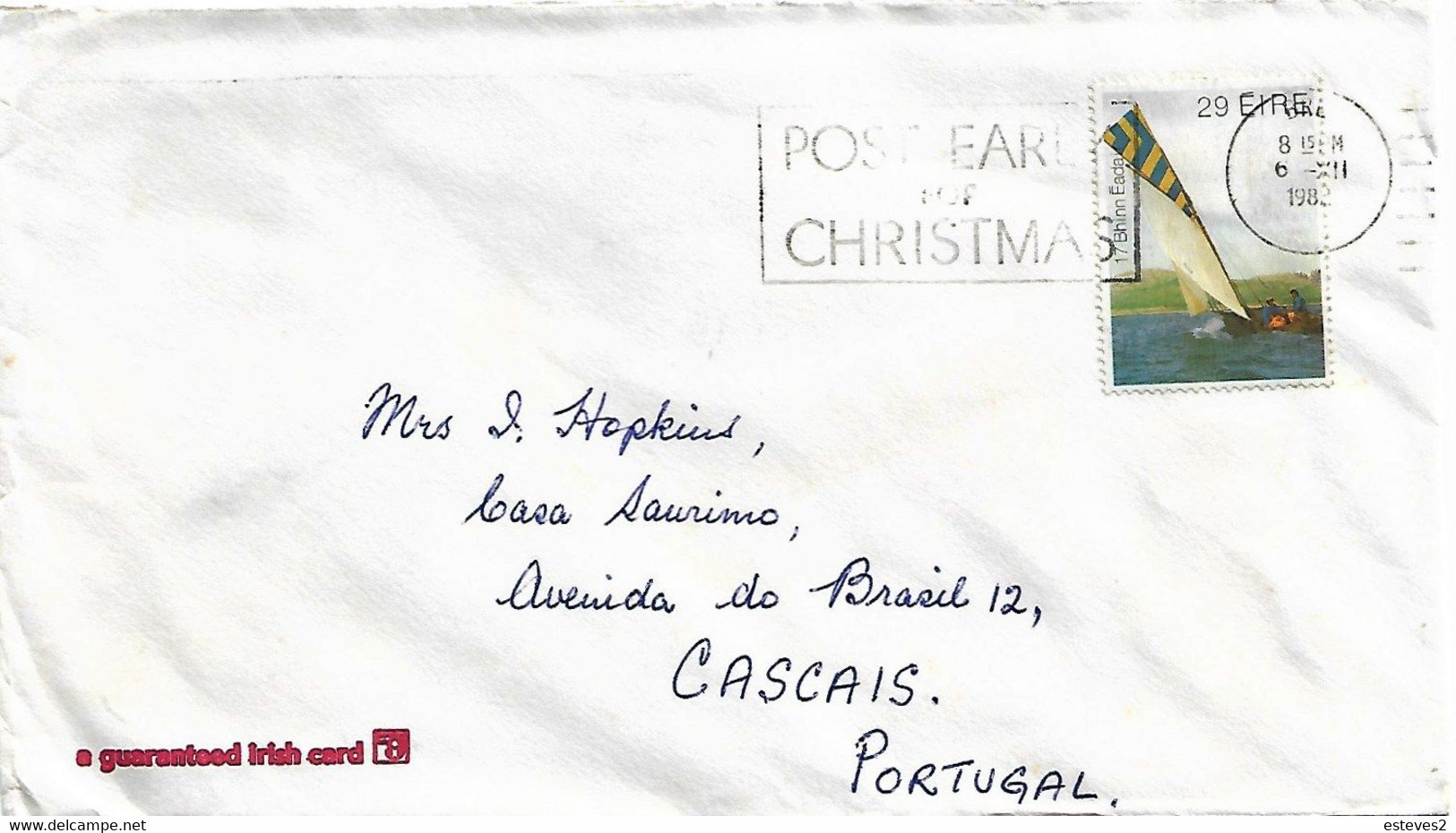 Ireland , Eire , 1982 , Slogan Postmark POST EARLY FOR CHRISTMAS , Sailing - Covers & Documents