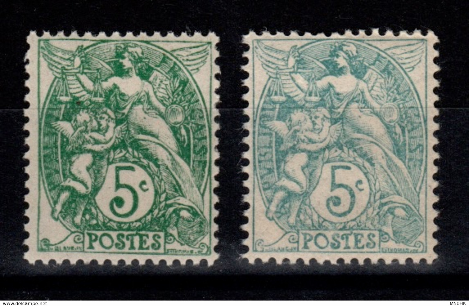 Type Blanc - YV 111 N** , Un Vert Et Un Vert-bleu - Unused Stamps