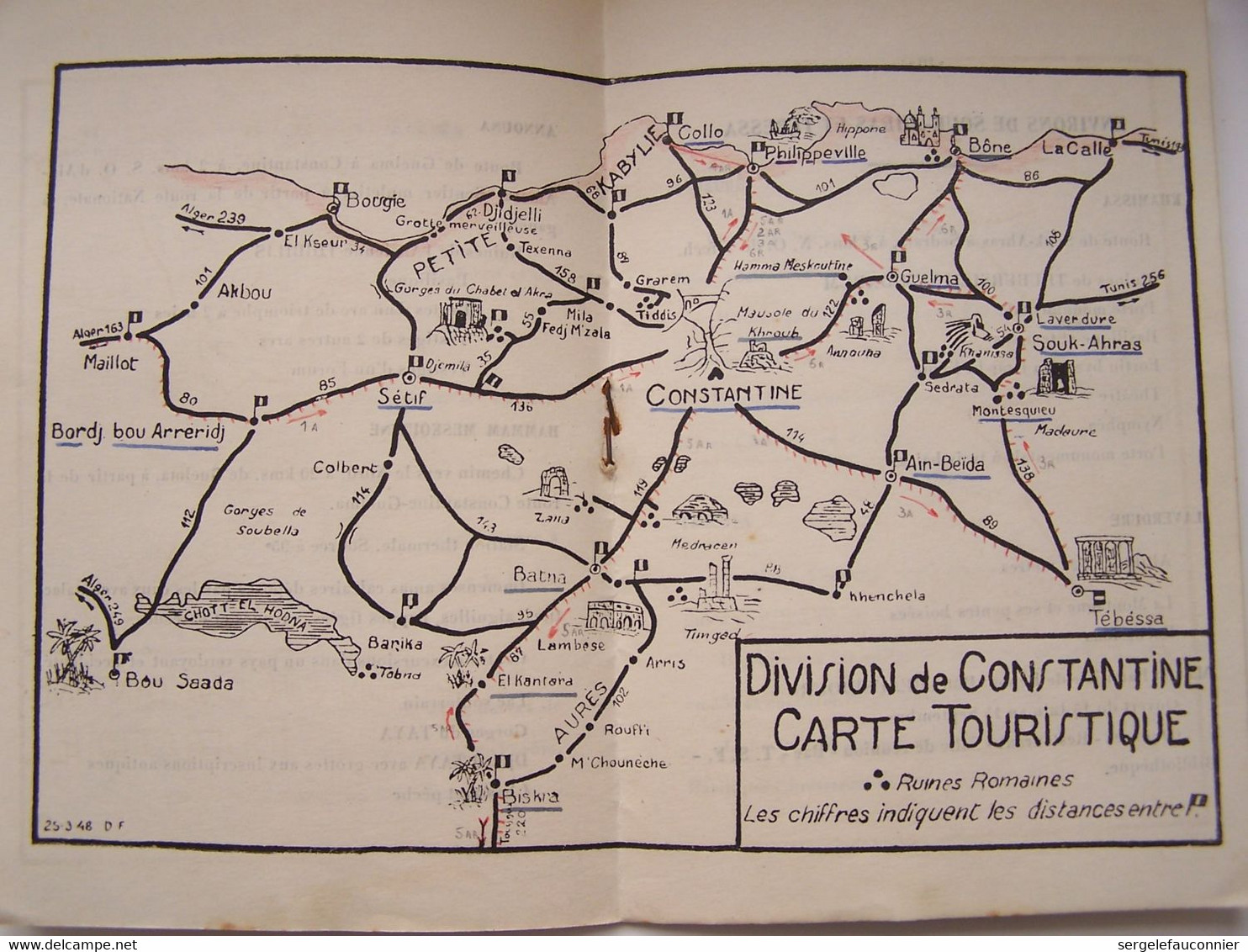 FRANCE Algérie Française Guide Touristique Remis En 1948 Au 15 Iéme Régiment Tirailleurs Sénégalais De Philippeville - Dokumente