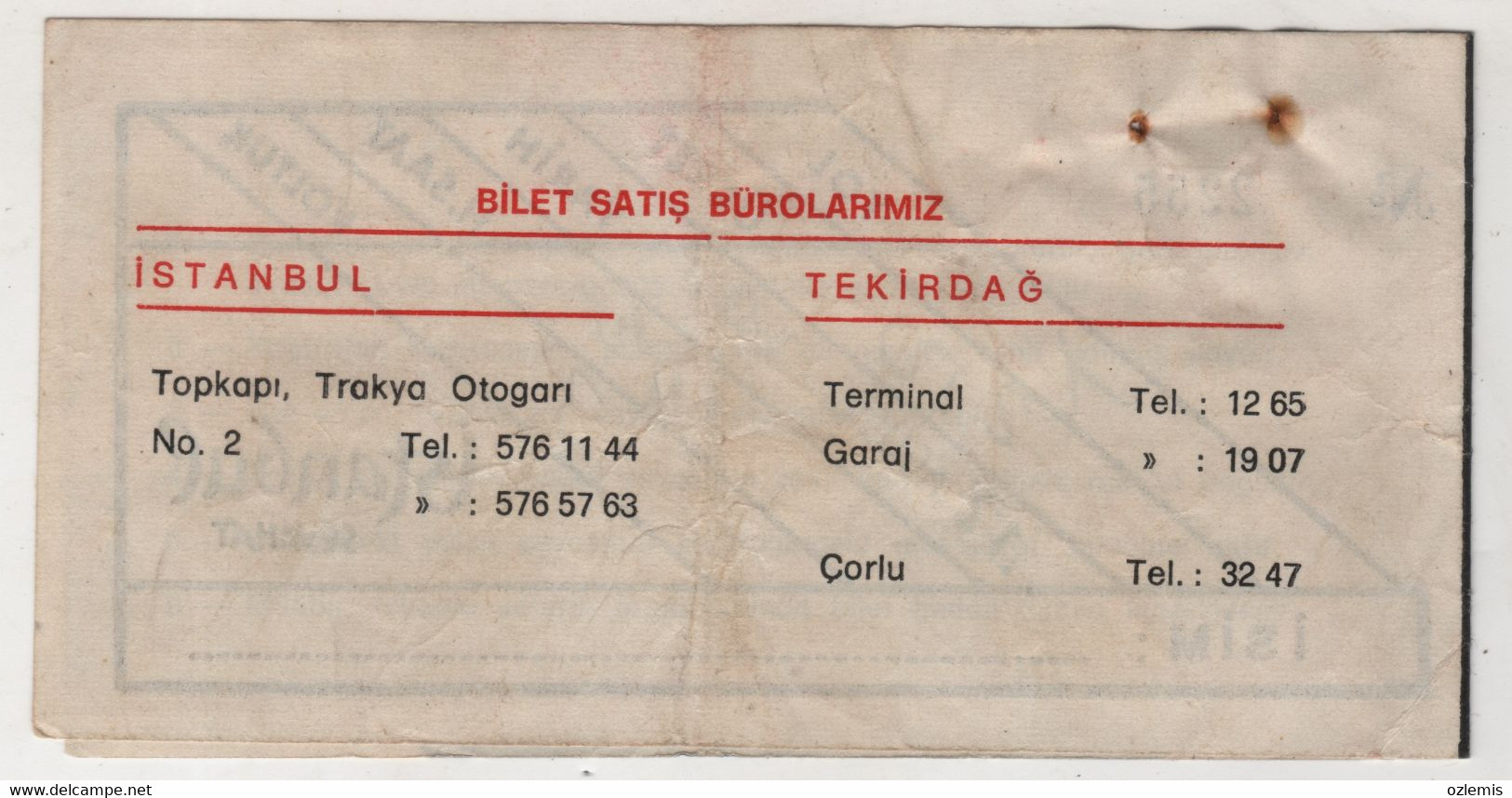 TURKEY ISTANBUL SEYAHAT BUS TICKET 1983 - Ohne Zuordnung