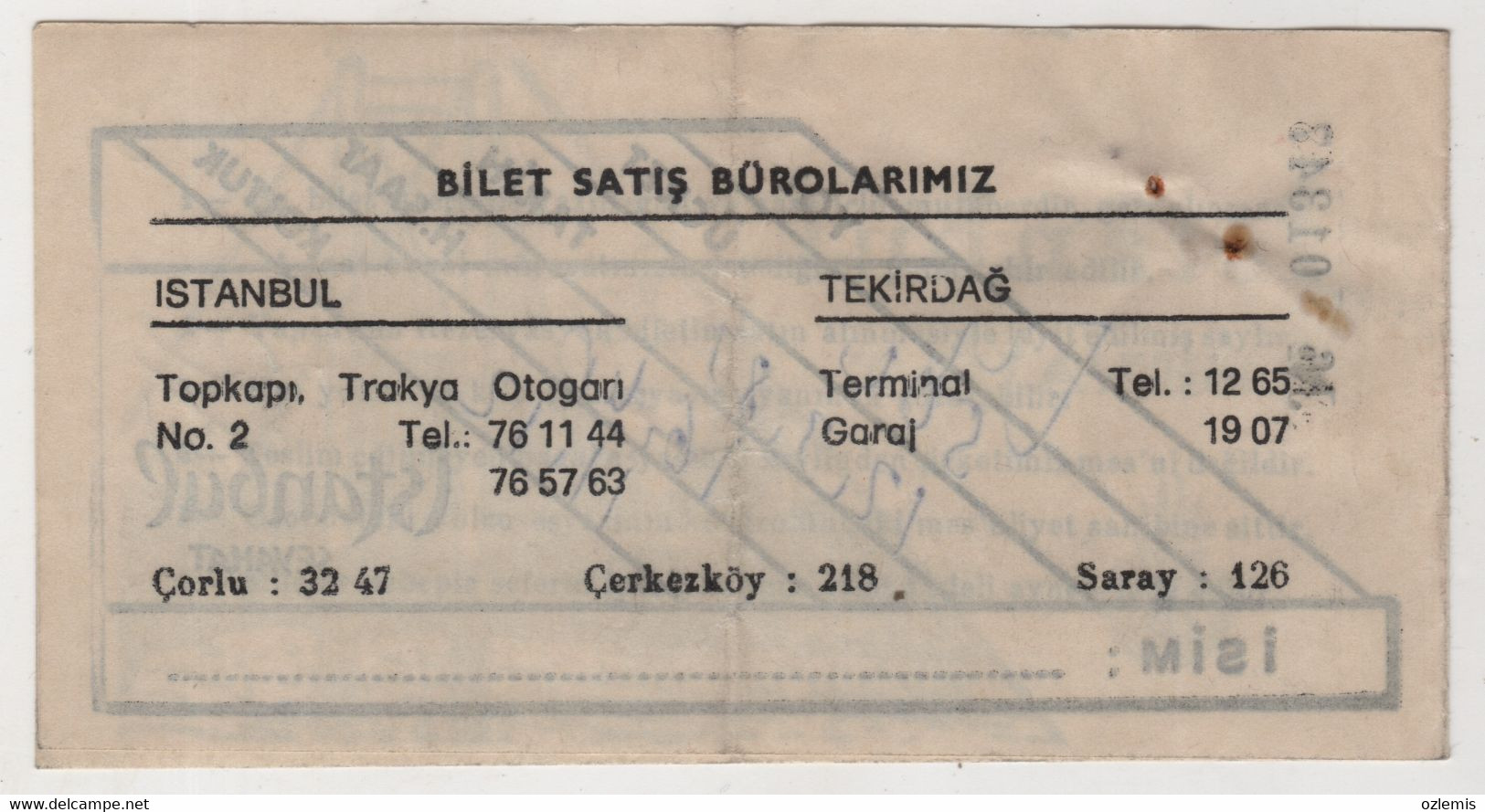 TURKEY ISTANBUL SEYAHAT BUS TICKET 1983 - Ohne Zuordnung