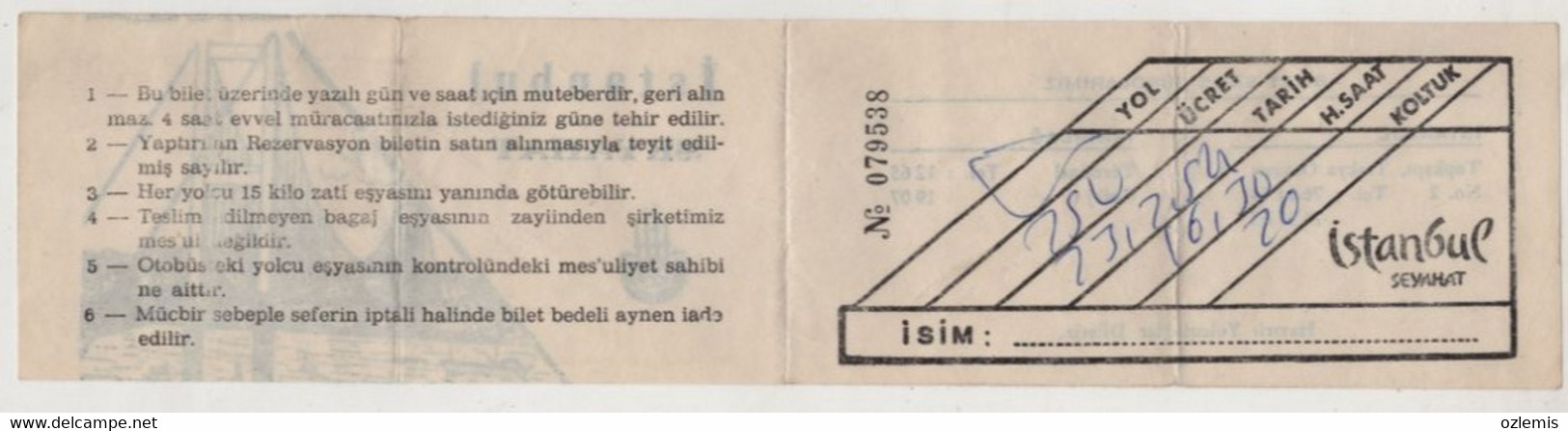 TURKEY ISTANBUL SEYAHAT BUS TICKET 1982 - Non Classés