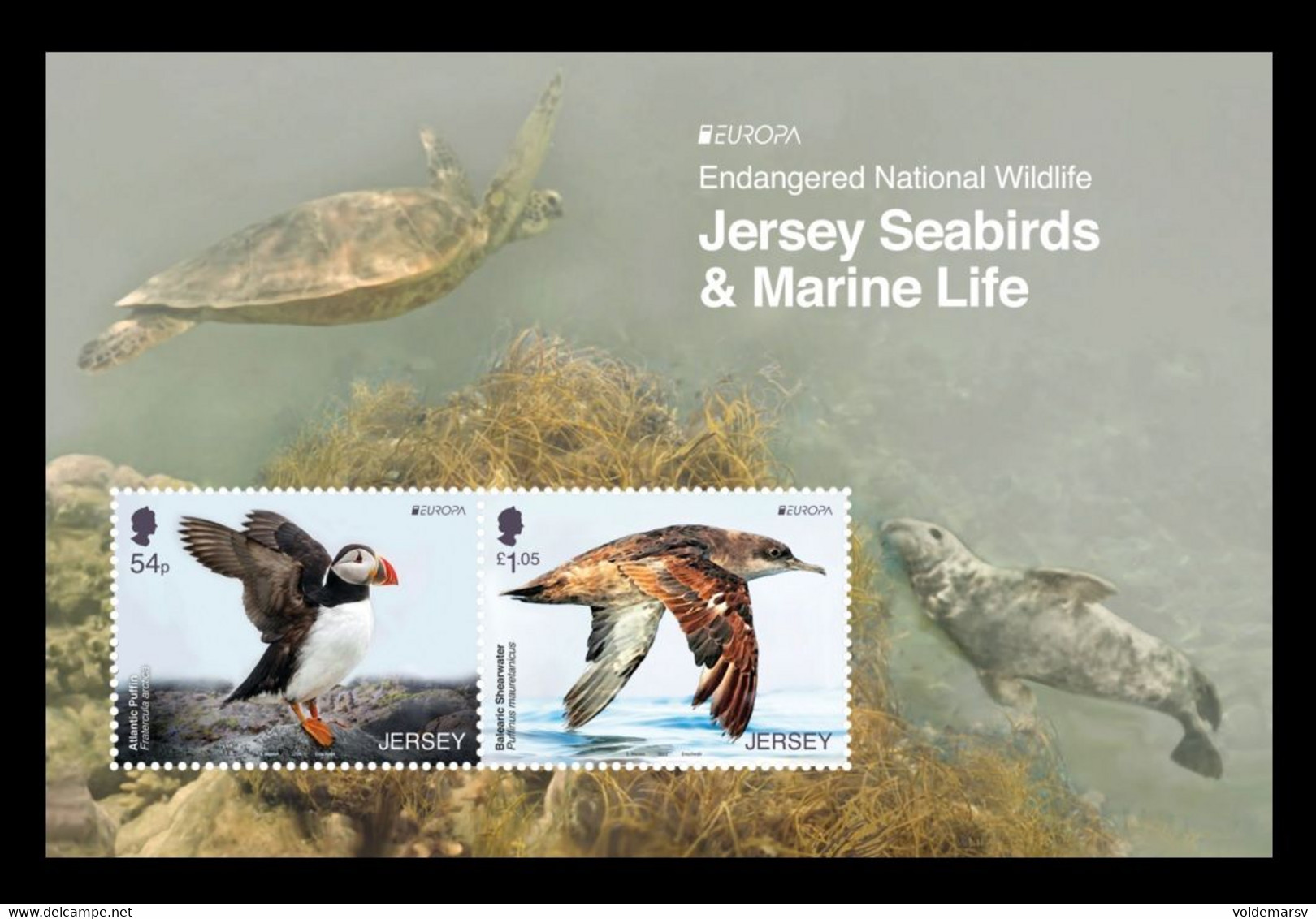 Jersey 2021 Mih. 2465 2469 (Bl.209) Fauna. Europa. National Endangered Wildlife. Puffin And Shearwater MNH ** - Jersey