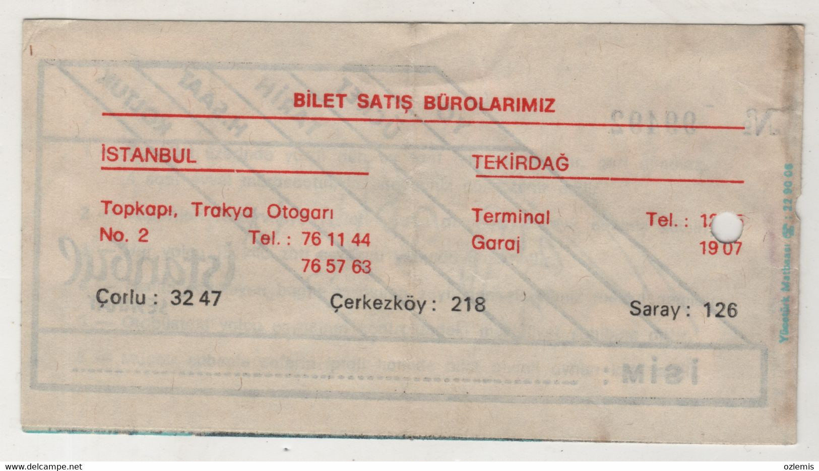 TURKEY ISTANBUL SEYAHAT BUS TICKET 1981 - Unclassified