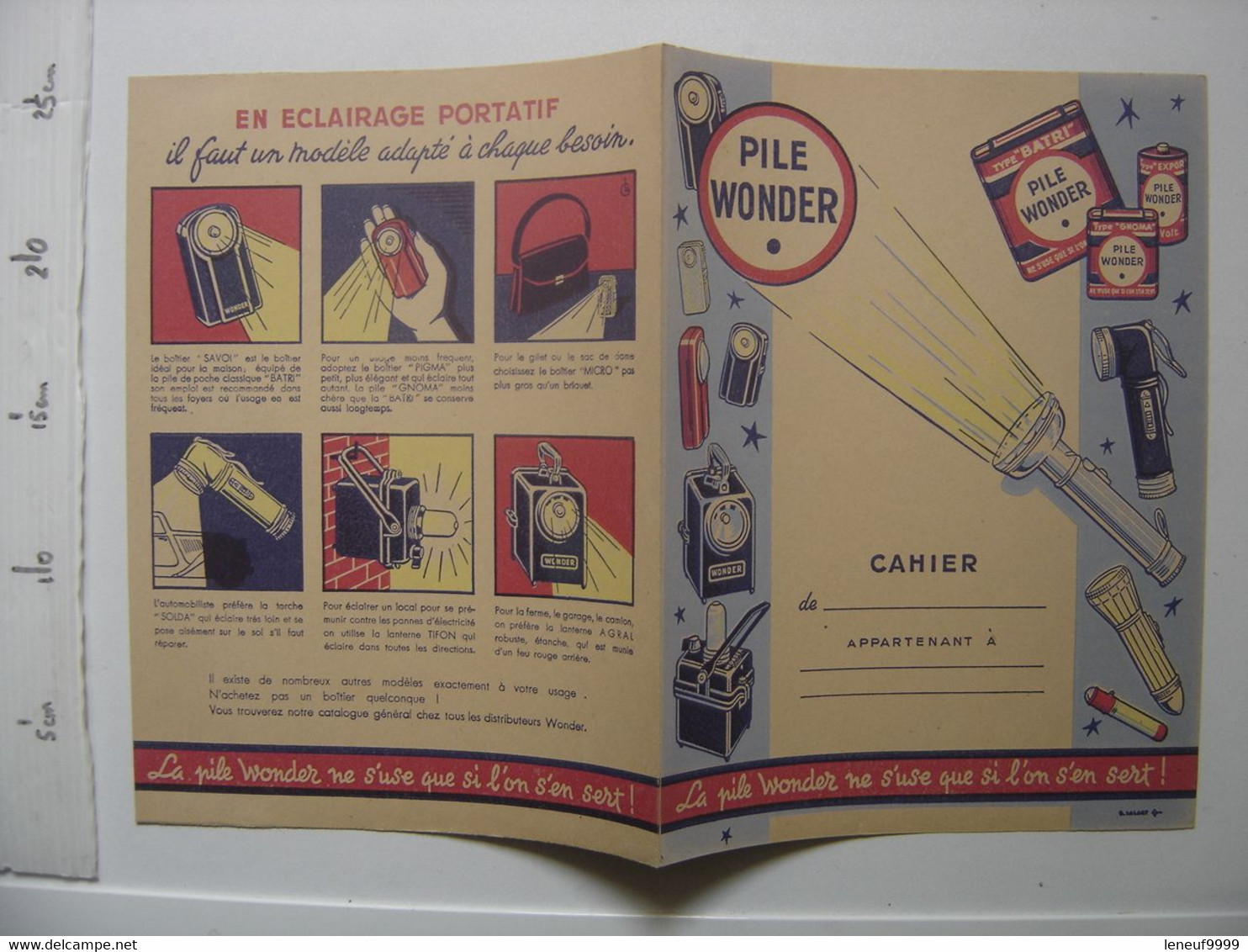 Ancien Protege Cahier PILE WONDER Ne S'use Que Si L'on S'en Sert - Baterías