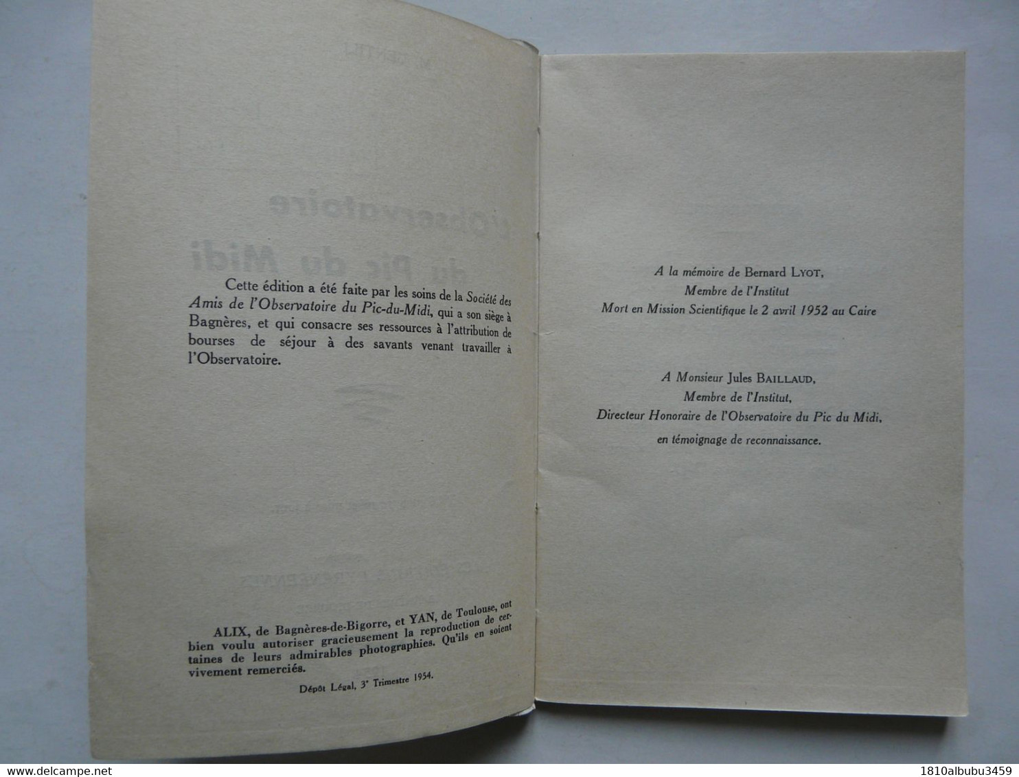 L'OBSERVATOIRE DU PIC DU MIDI (48 pages) - LES EDITIONS PYRENEENNES 1954